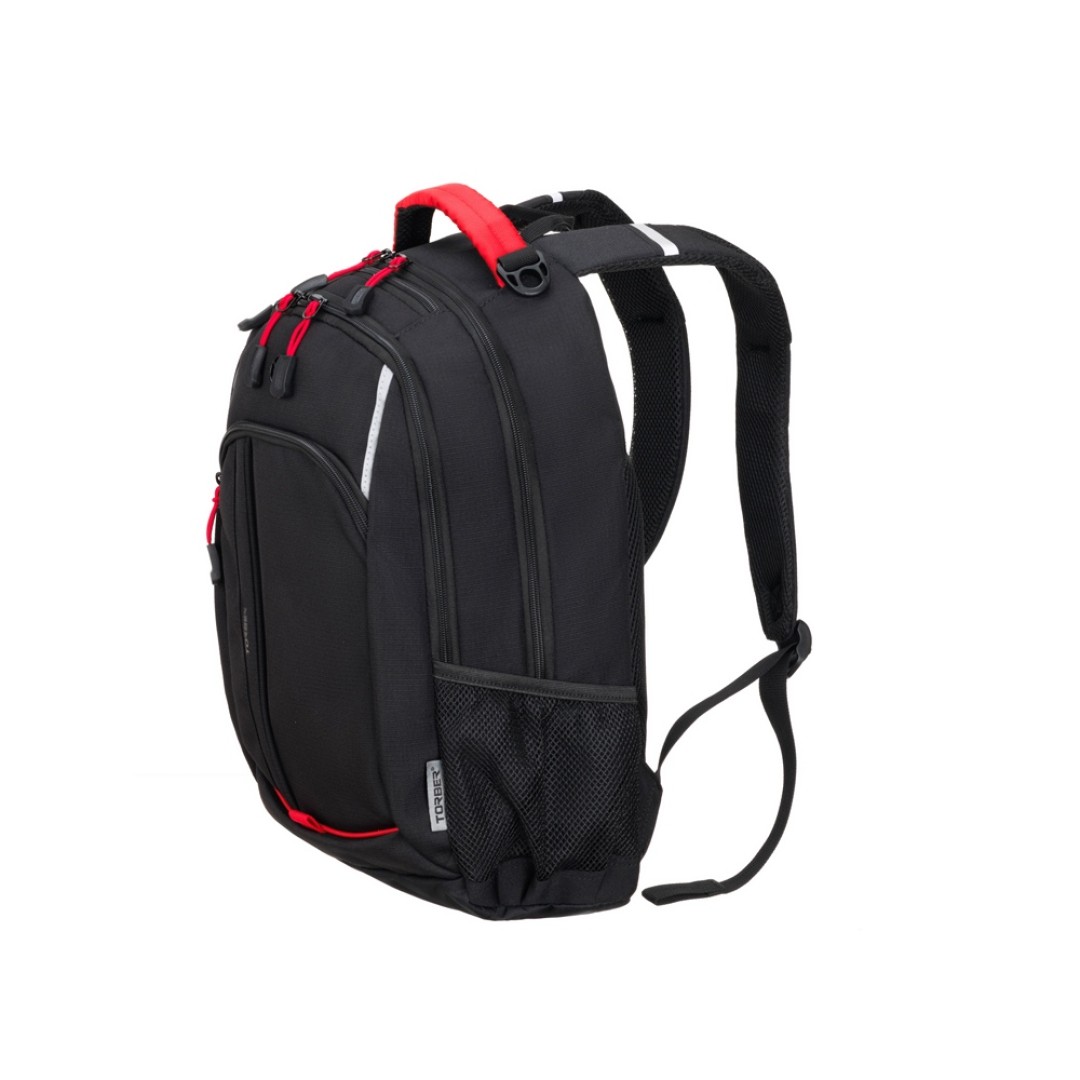 Рюкзак TORBER ROCKIT с отделением для ноутбука 15.6", черный/красный, нейлон, 32 х 14 х 50 см, 22л