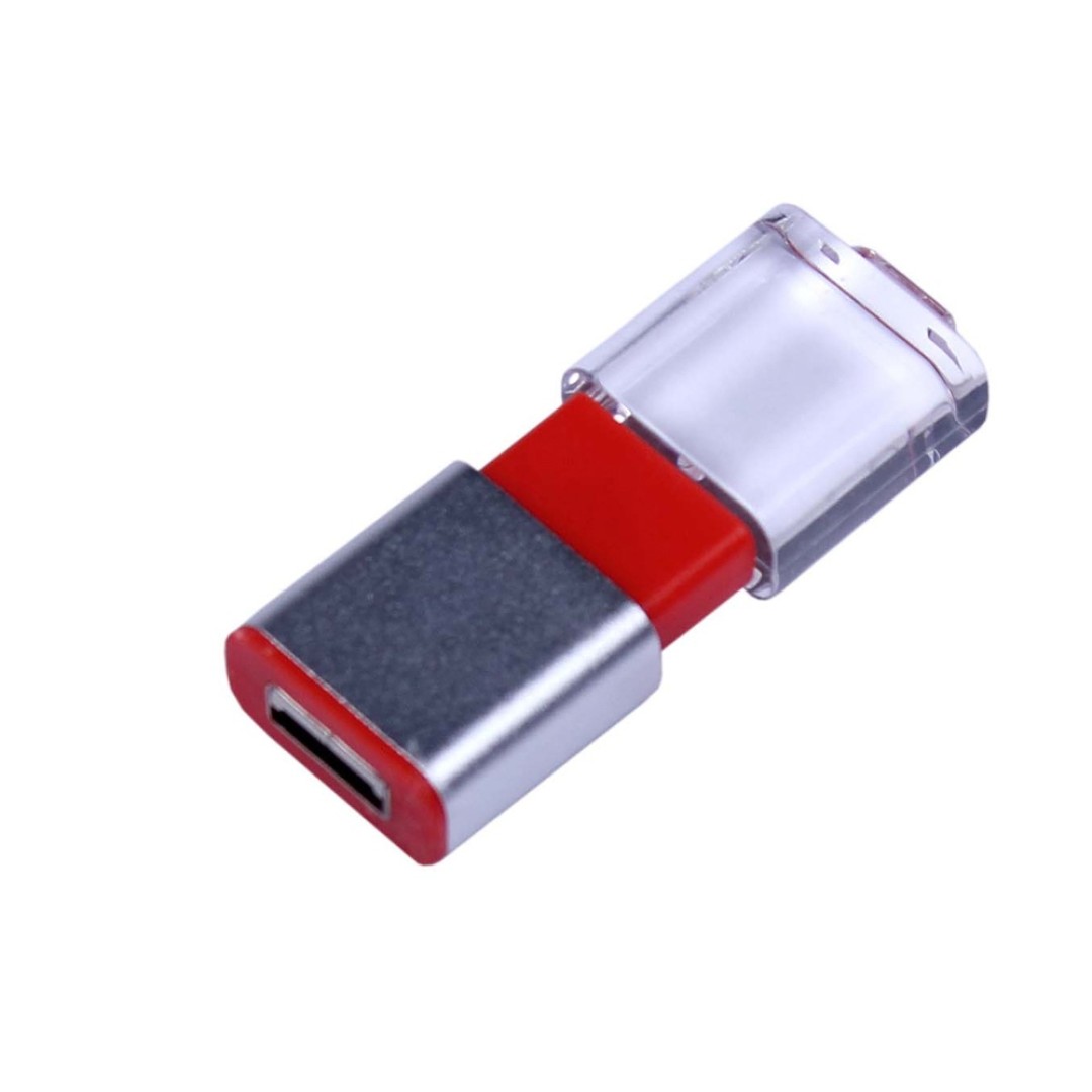 USB-флешка промо на 32 Гб прямоугольной формы, выдвижной механизм, красный