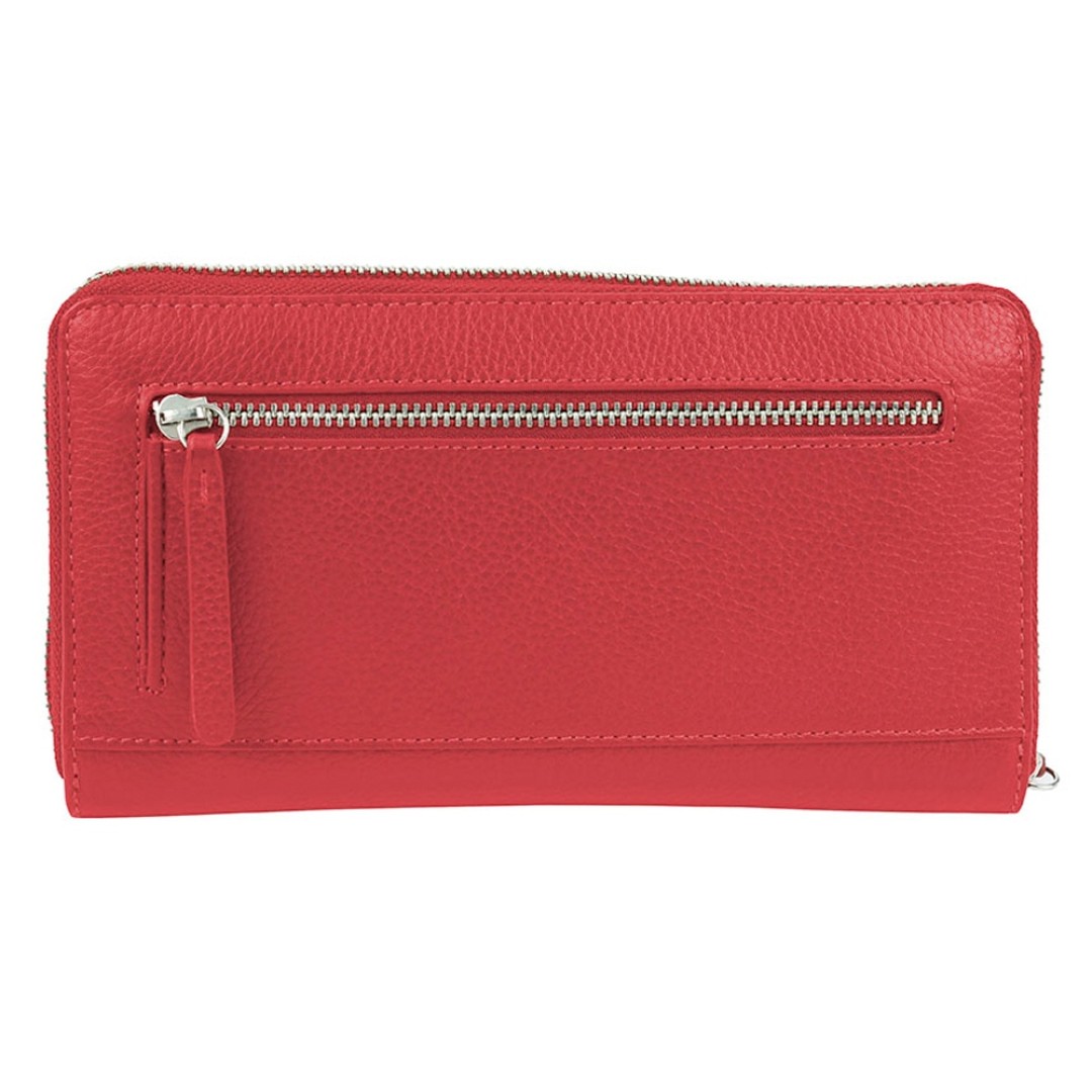 Кошелёк женский BUGATTI Linda, на молнии, красный, натуральная воловья кожа, 19,2х2,5х10,5 см