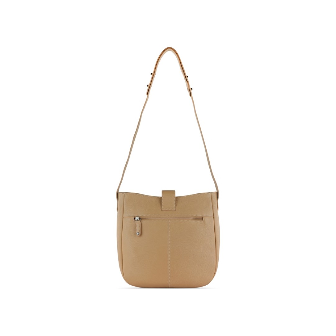 Сумка женская BUGATTI Elsa, песочного цвета, воловья кожа/полиэстер, 29х8х27 см