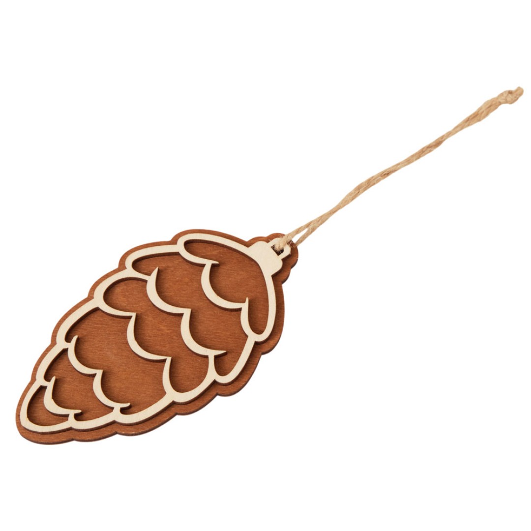 Подвеска шишка с цветной подложкой, коричневая подложка