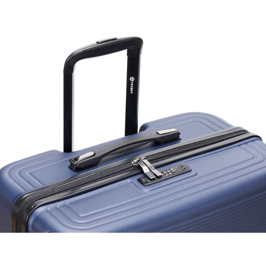 Чемодан TORBER Onego, синий, ABS-пластик, 79,5 х 51 х 29 см, 103 л