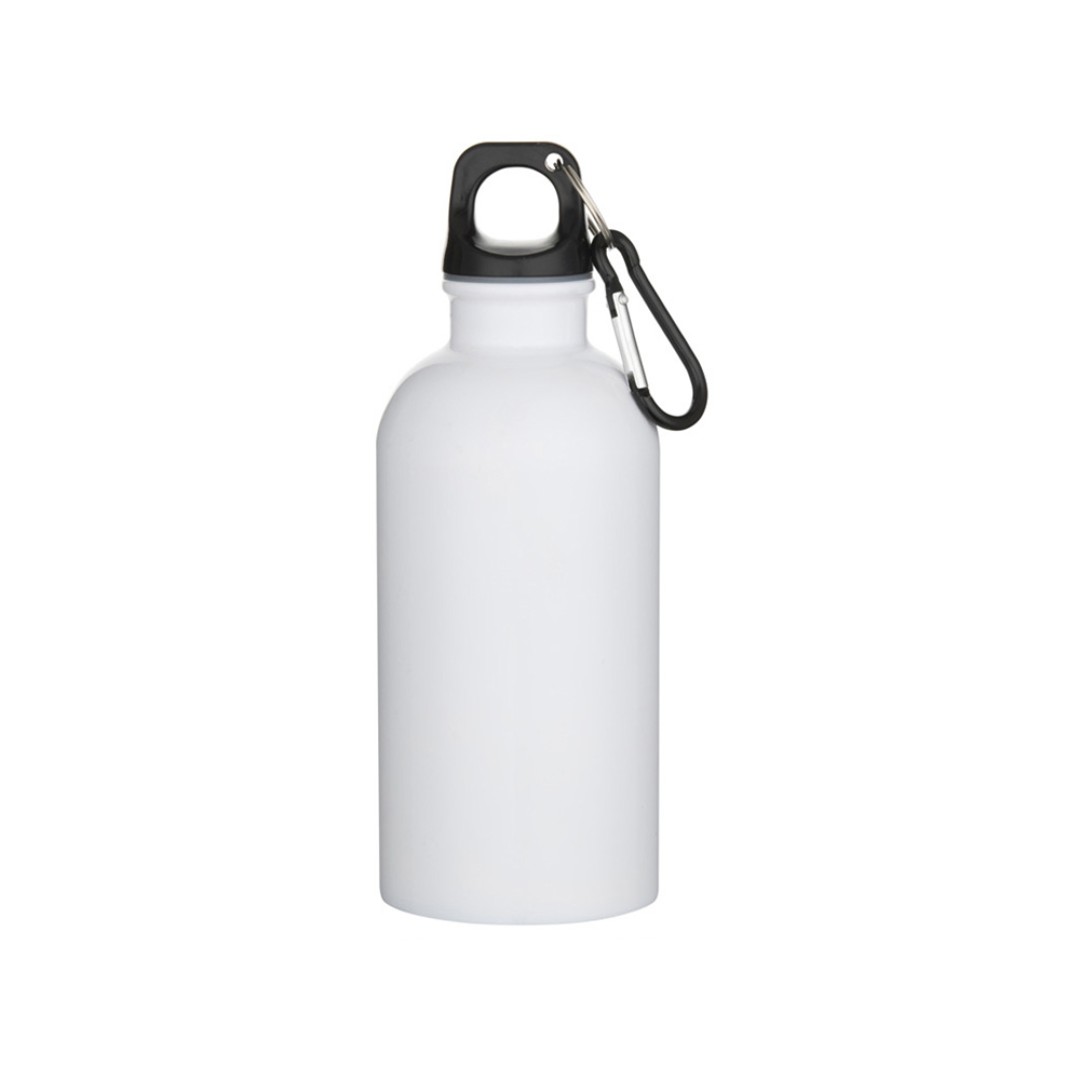 Одностенная бутылка для воды с карабином Oregon, изготовленная из нержавеющей стали, сертифицированной по стандарту RCS, объемом 400 мл - Белый