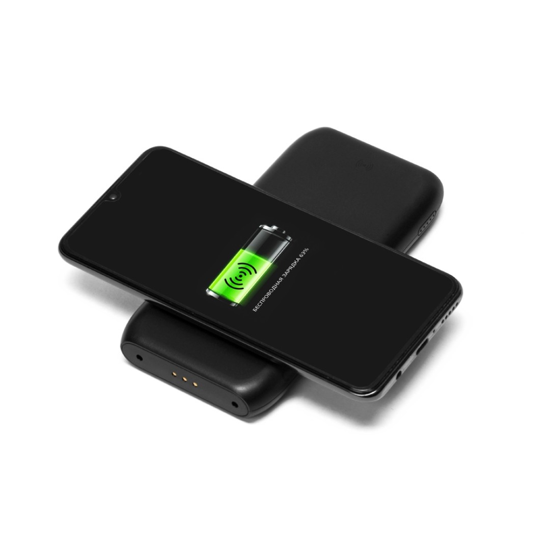 Портативное беспроводное зарядное устройство с док-станцией "Uniq", 10000 mah, черный