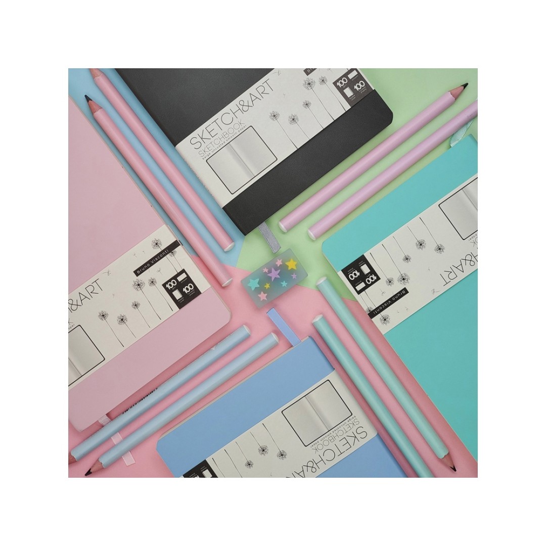 Скетчбук "Sketch & Art" в мягком переплете 140х210 мм, 100 л. бежевой бумаги 100 гр., мятный