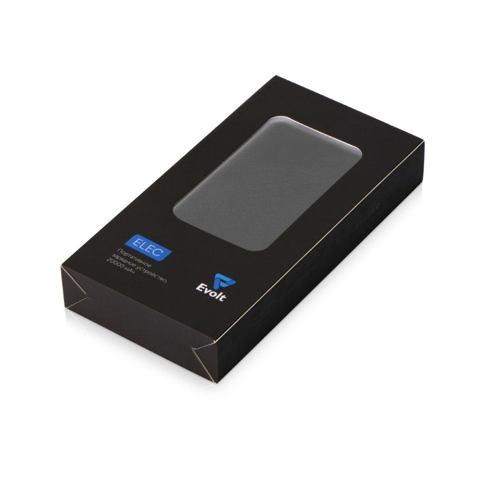 Портативное зарядное устройство "Elec", 20000 mAh, черный