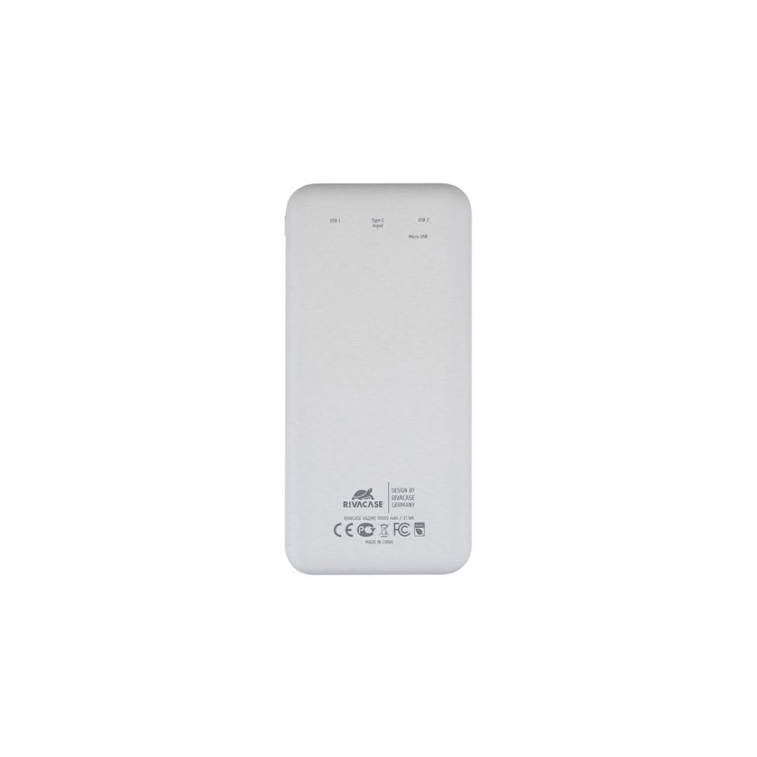 RIVACASE VA2240 (10000mAh) с дисплеем, белый, внешний аккумулятор 12/48