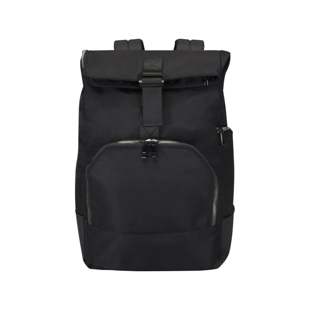 Рюкзак Rhine 15” GRS со сворачивающимся верхом на 18 л из материала, переработанного по стандарту GRS, сплошной черный