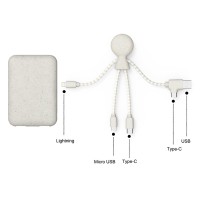 Портативное зарядное устройство "BioPack" c кабелем "Mr. Bio", 5000 mAh, белый