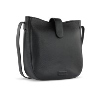 Сумка женская BUGATTI Elsa, чёрная, воловья кожа/полиэстер, 29х8х27 см