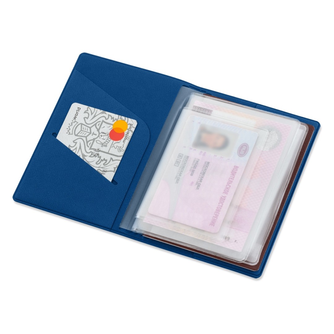 Классическая обложка для автодокументов "Favor", синяя