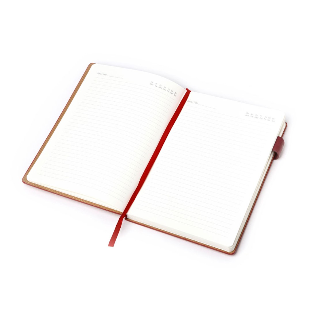 Бизнес блокнот А5 "Freya" с клапаном и карманом для визиток, твердая обложка, 128 листов, красный и бор