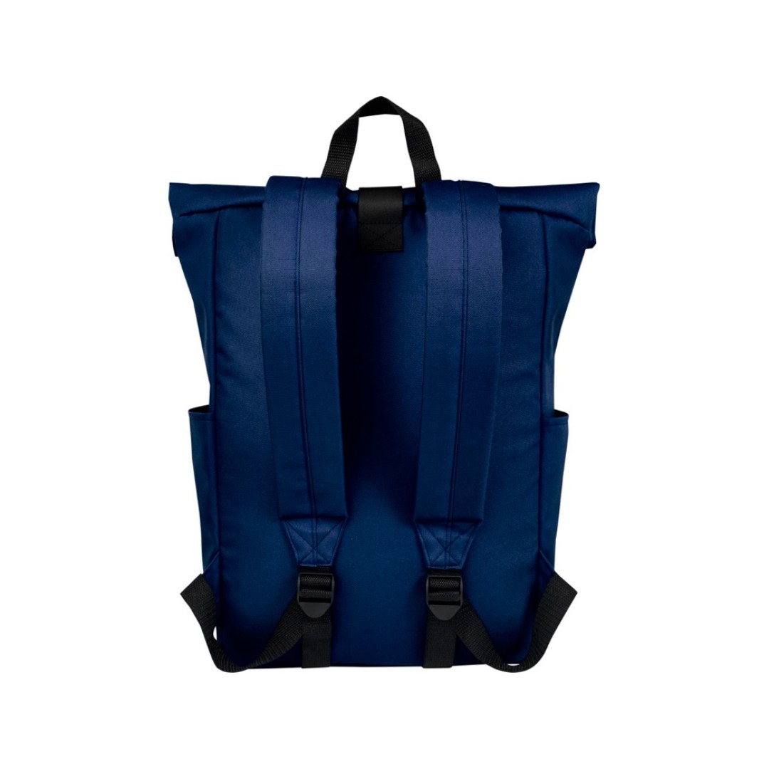 Рюкзак Byron 15,6" объемом 18 л со скручиваемым верхом, изготовленный из переработанного ПЭТ по стандарту GRS, темно-синий