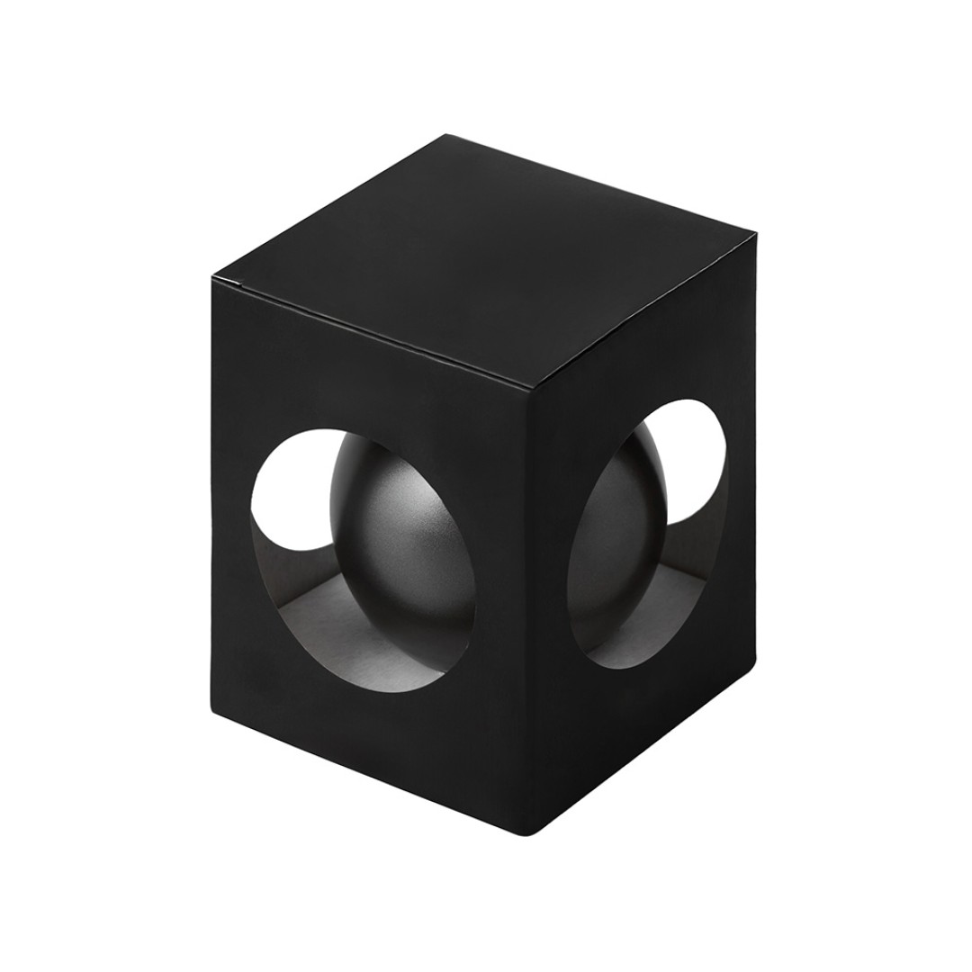 Стеклянный елочный шар "Christmas bauble", черный металлик, с серебристым колпачком в черной коробке