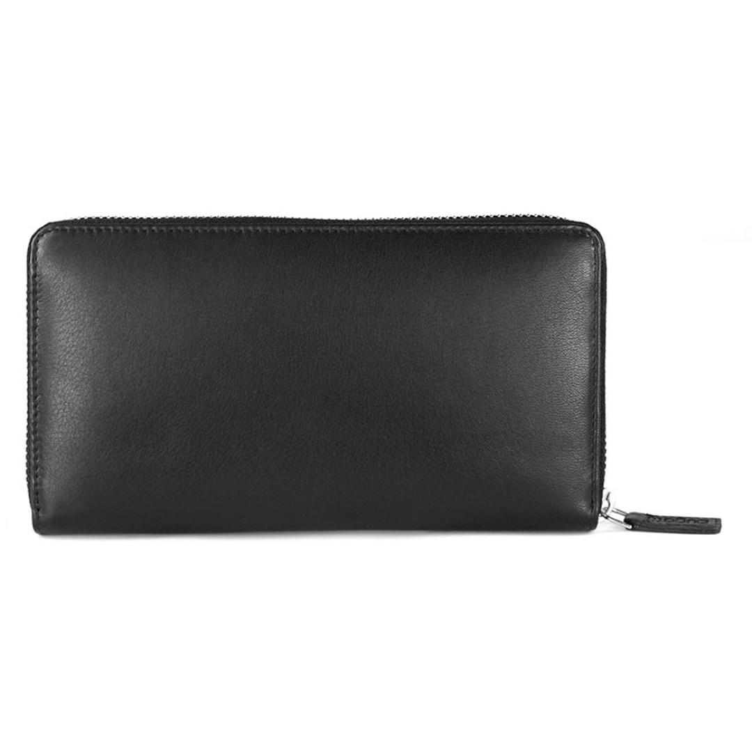 Кошелёк BUGATTI Atlanta, на молнии, чёрный, натуральная воловья кожа, 19,5х2,5х10,5 см