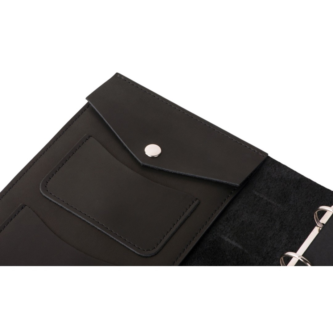 Блокнот кожаный А5 на кольцах, черный