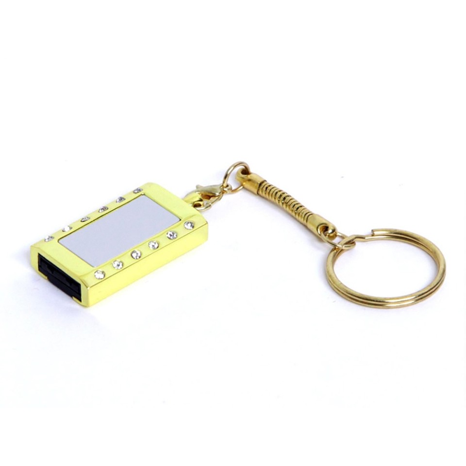 USB-флешка на 8 Гб в виде "Кулона" с кристаллами, мини чип, золотой