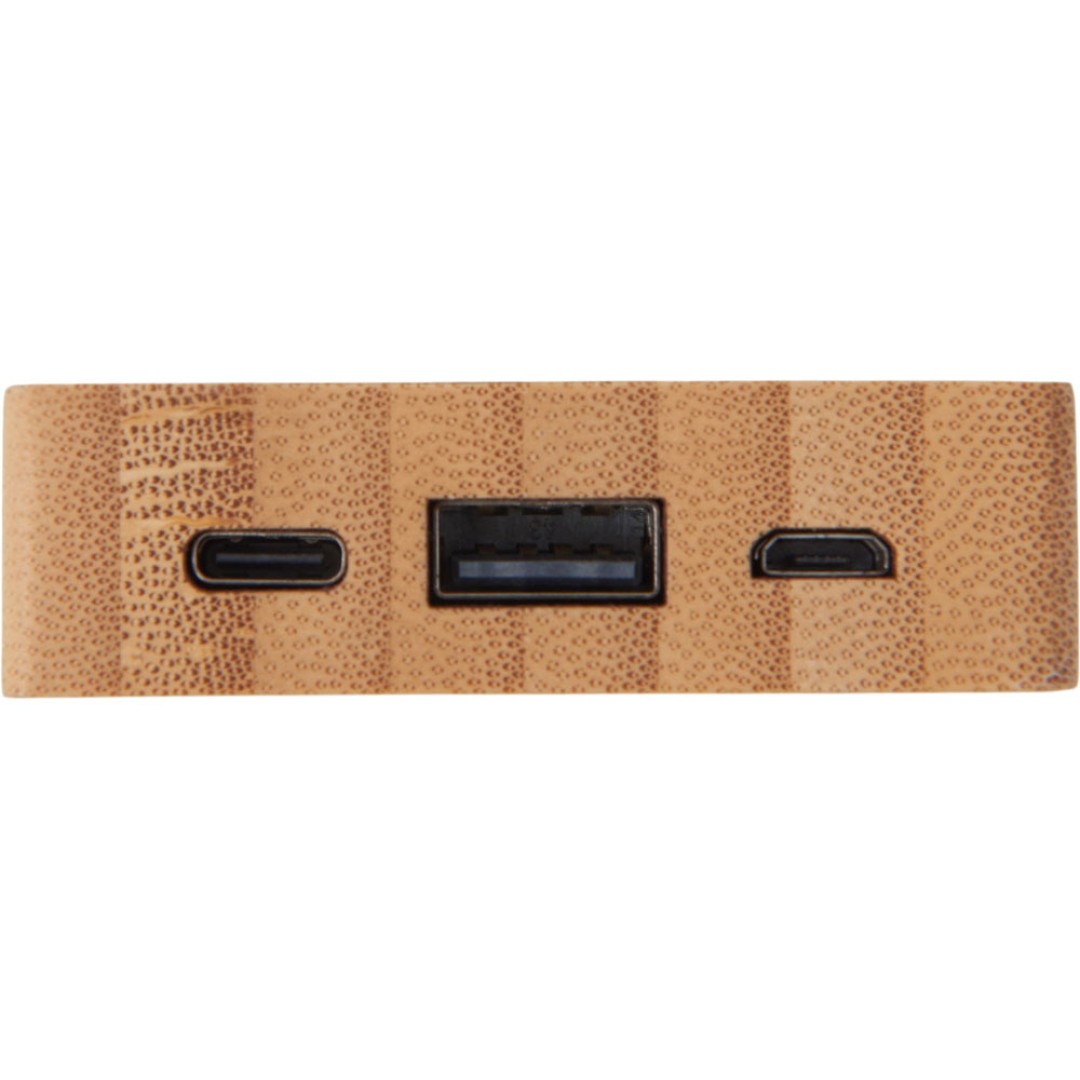 Внешний аккумулятор с подсветкой лого «Reedia S2», 5000 mAh, бамбук, черный