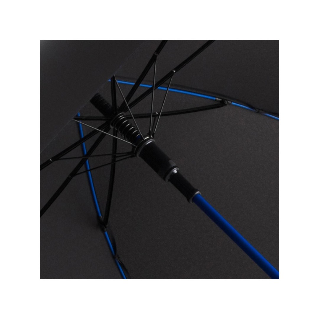 Зонт-трость 1084 Colorline с цветными спицами и куполом из переработанного пластика, черный/синий