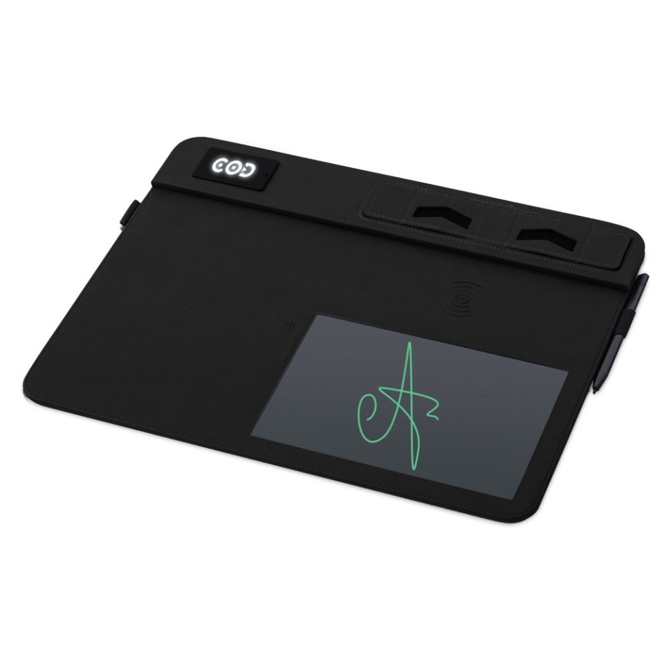 Многофункциональный коврик для мыши «Multi Pad» с беспроводной зарядкой и LCD экраном, 10 Вт, черный