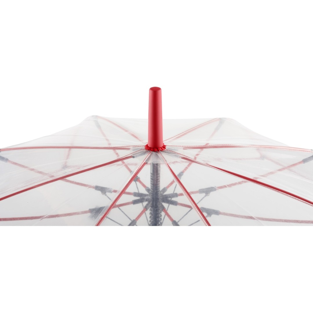 Зонт-трость 7112 Pure с прозрачным куполом, полуавтомат, прозрачный/красный