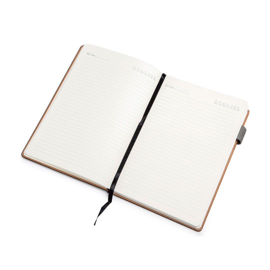 Бизнес блокнот А5 "Freya" с клапаном и карманом для визиток, твердая обложка, 128 листов, черный и свет