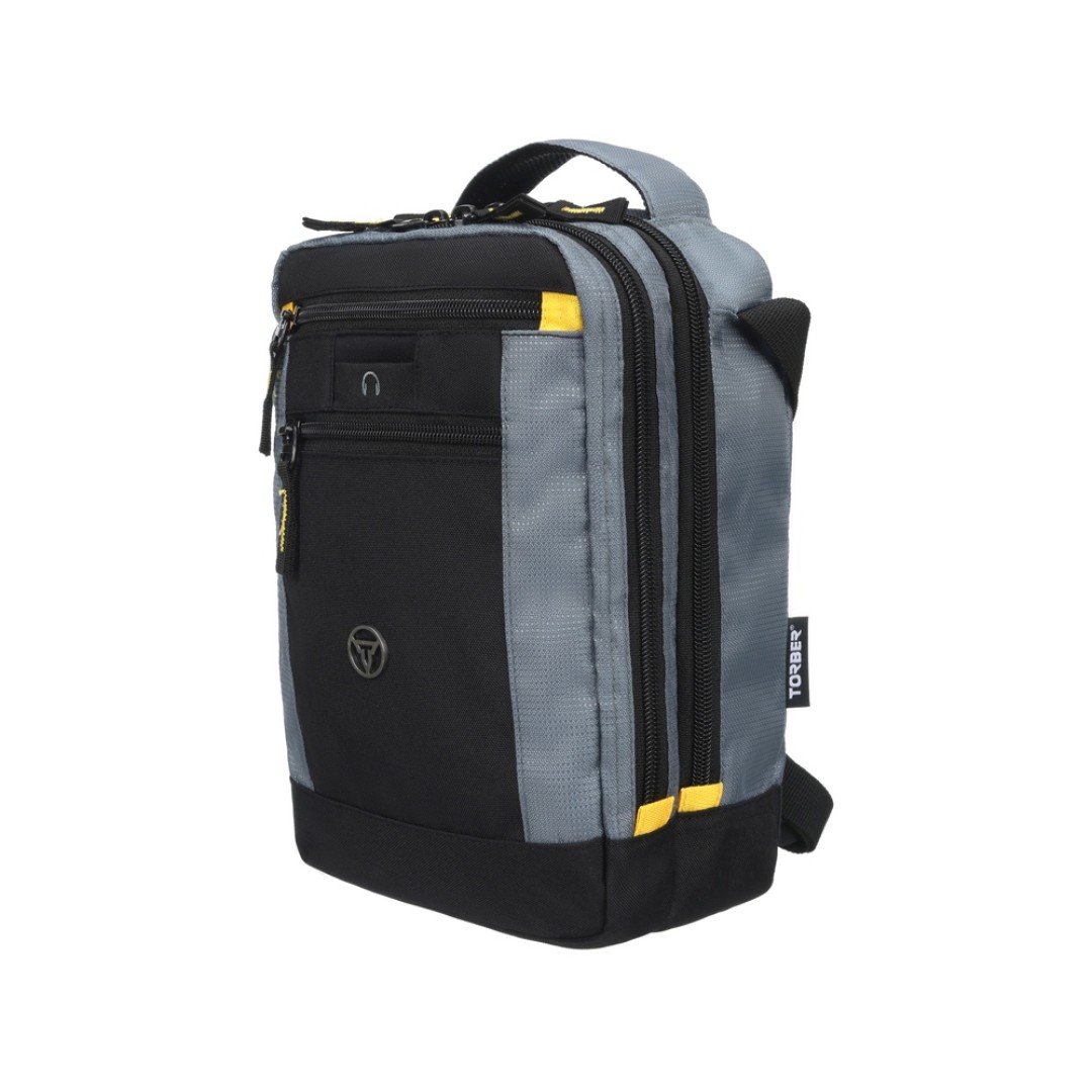 Сумка-планшет TORBER, черный/серый, полиэстер/добби, 22х10х29 см