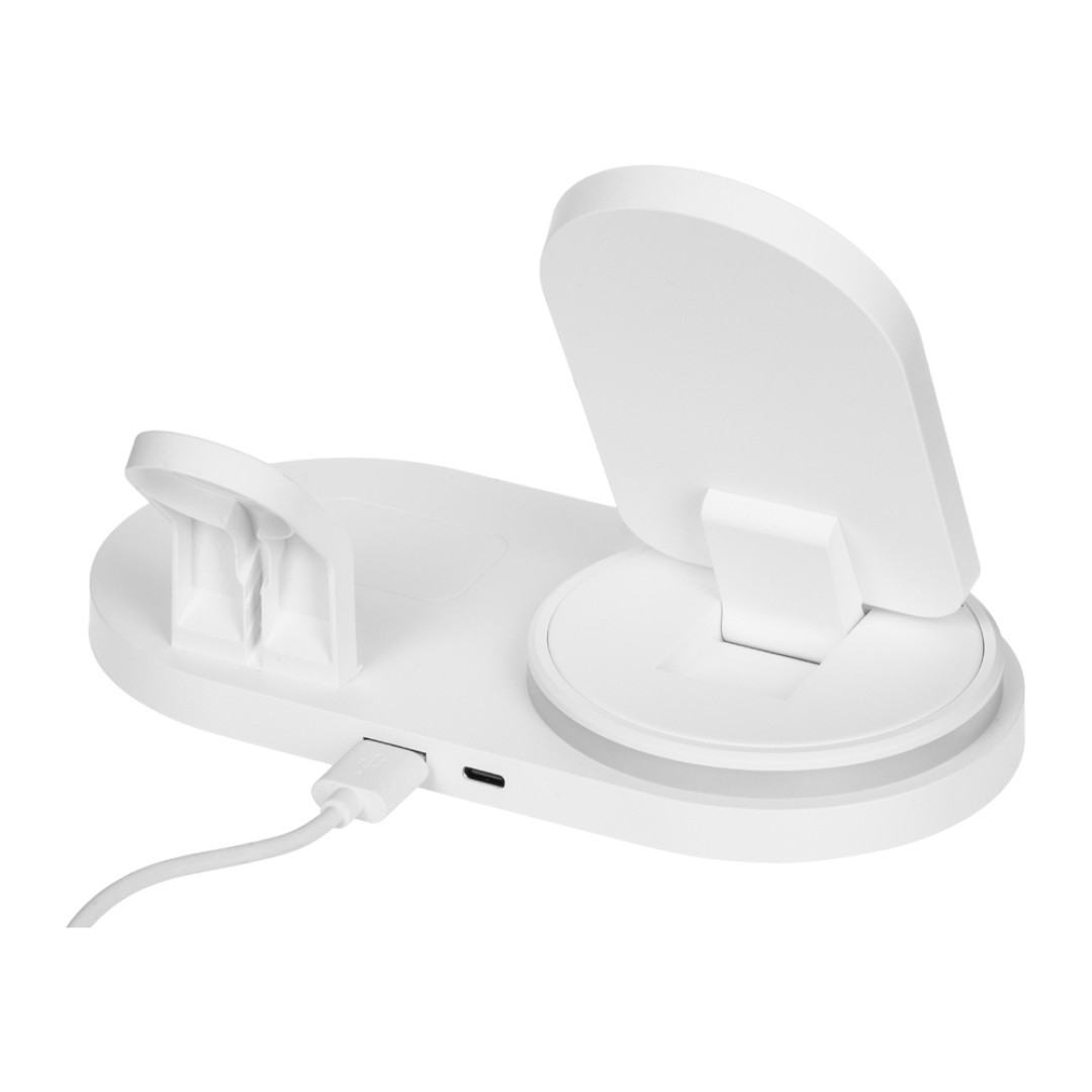 Складная зарядная станция с беспроводной зарядкой «Flashport», 15 Вт, белый (Р)