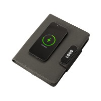 Подарочный набор металлическая ручка и блокнот А5 "Twilight"  со светящимся логотипом и пауэрбэнком