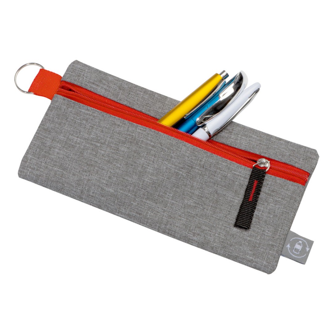 Универсальный пенал из переработанного полиэстера RPET "Holder", серый/красный