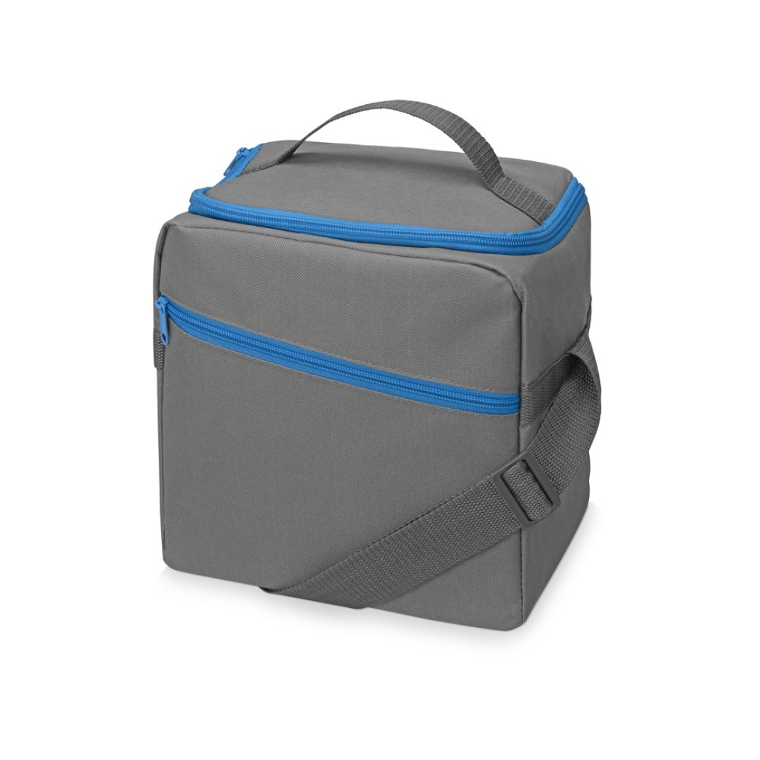 Изотермическая сумка-холодильник "Classic" c контрастной молнией, серый/голубой