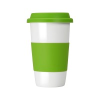 Кружка с силиконовой крышкой и манжетой «Нью-Йорк» 300мл, зеленый
