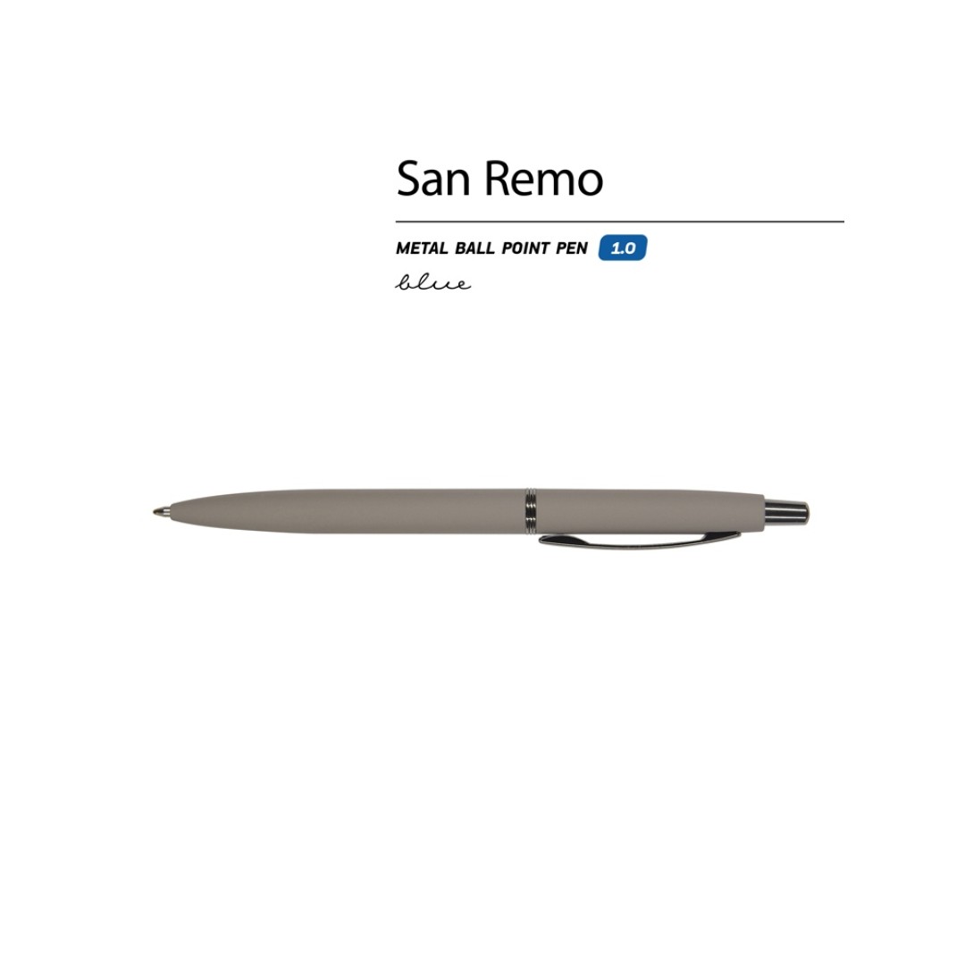 Ручка металлическая шариковая "San Remo", софт-тач, 1.0 мм, серый