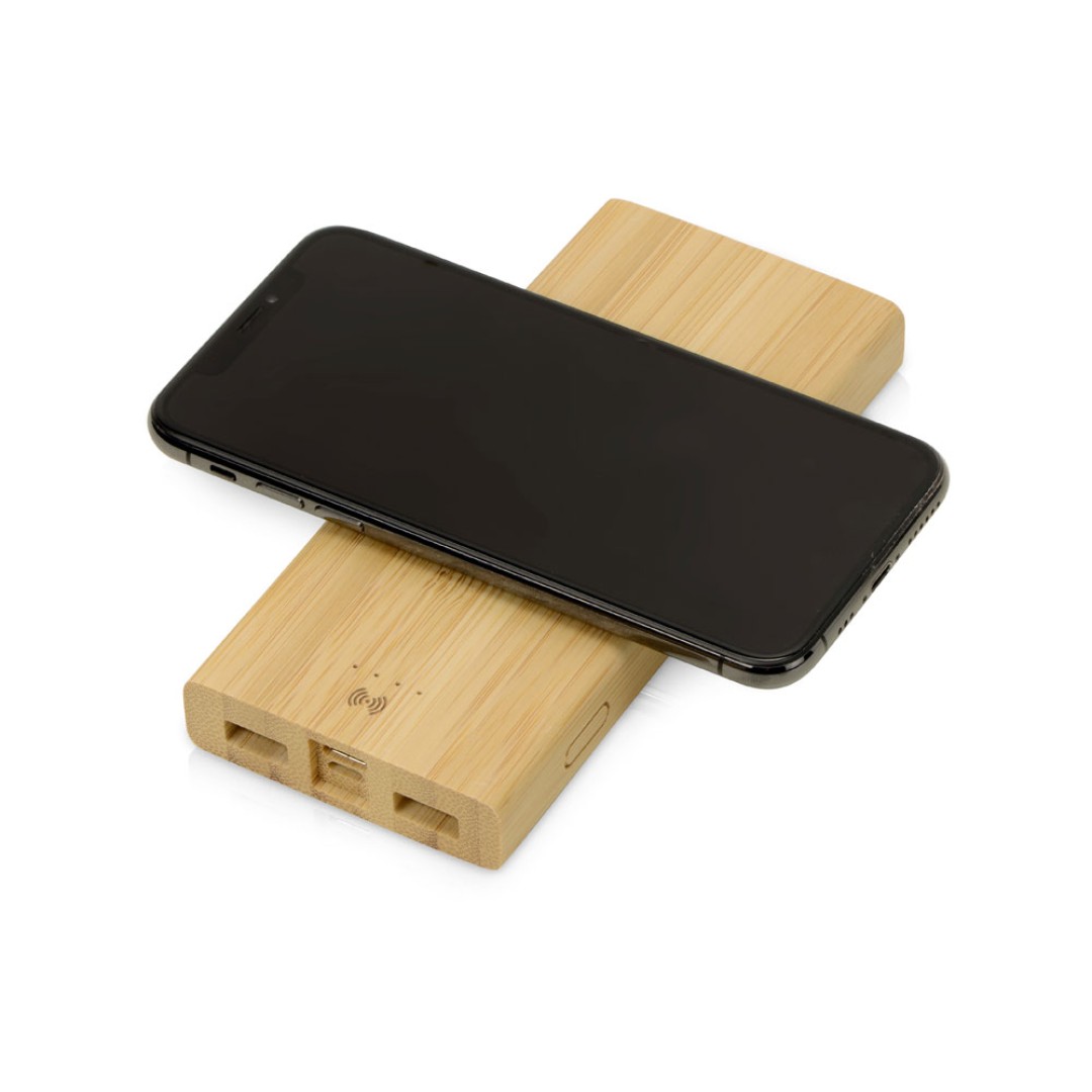 Внешний беспроводной аккумулятор из бамбука "Bamboo Air", 10000 mAh