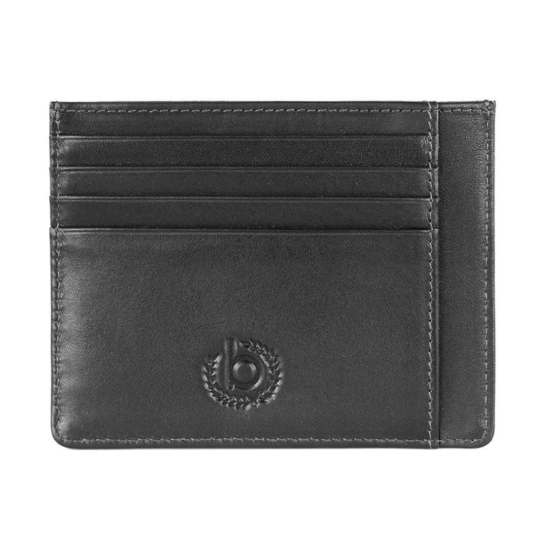 Портмоне для кредитных карт BUGATTI Primo, чёрное, натуральная воловья кожа, 11,5х0,5х9 см