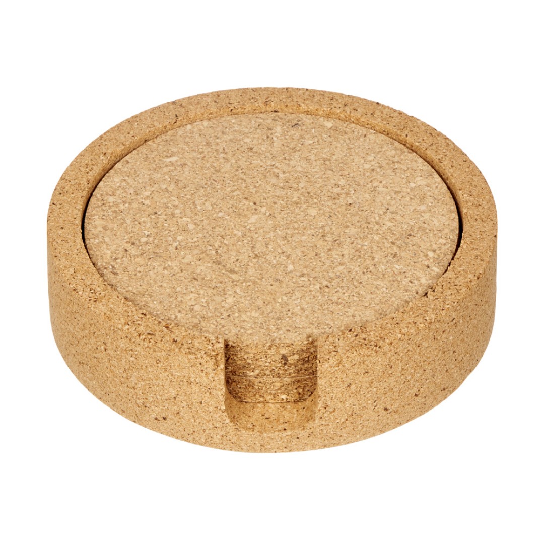 Набор костеров из пробки на подставке из пробки "Krock"