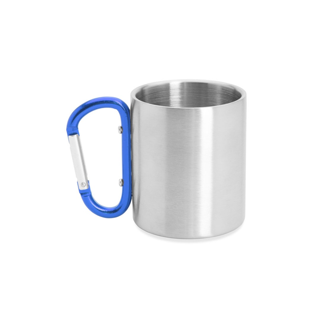 Кружка GUAYA с ручкой карабином, 230 мл, серебристый/королевский синий