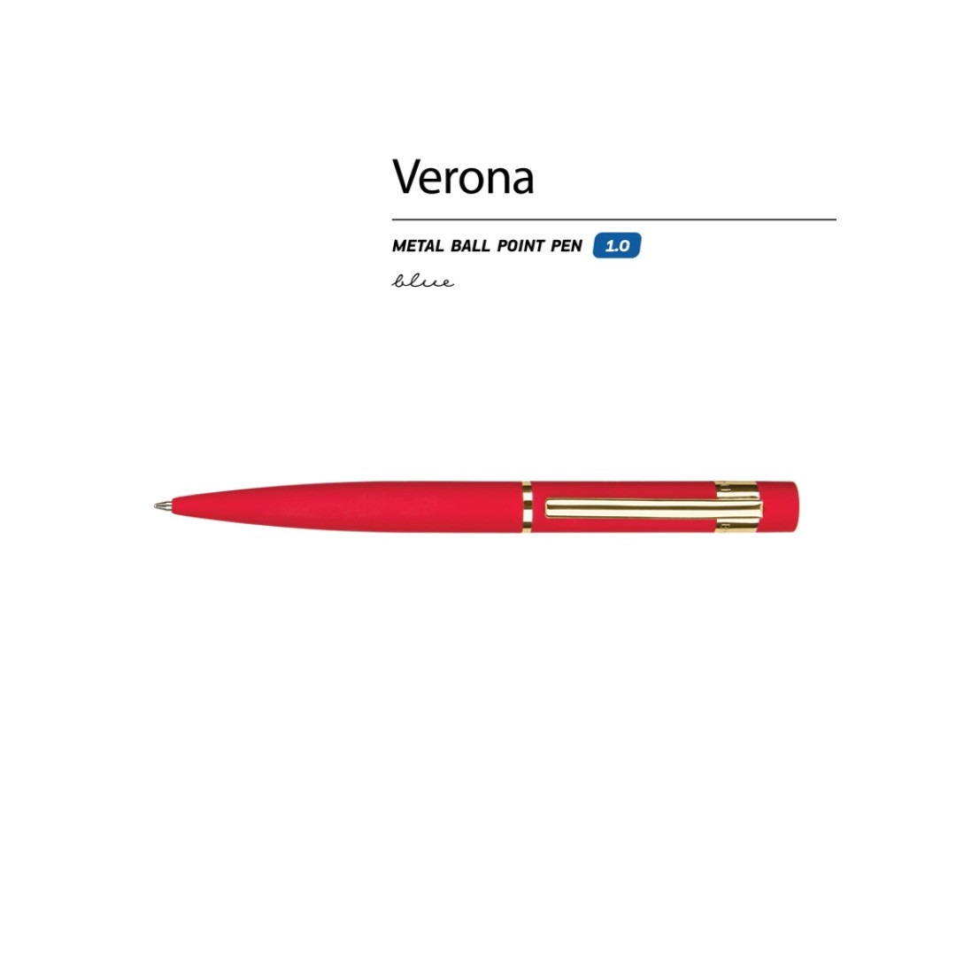 Ручка металлическая шариковая "Verona", софт-тач, 1.0 мм, красный