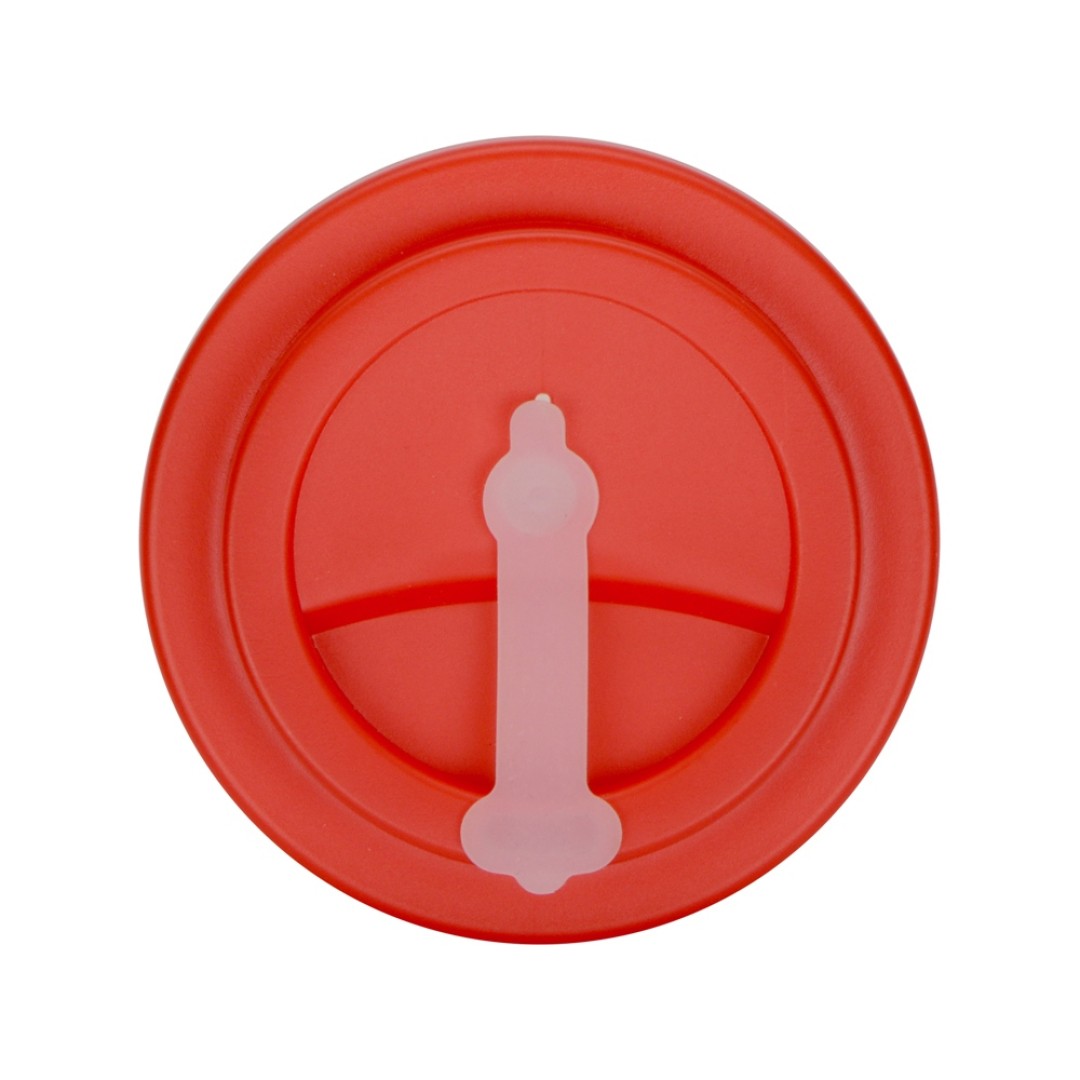 Пластиковый стакан Take away с двойными стенками и крышкой с силиконовым клапаном, 350 мл, белый/красный