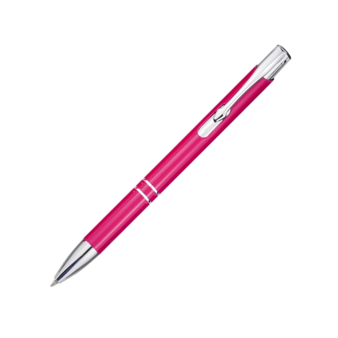 Алюминиевая шариковая кнопочная ручка Moneta, черные чернила, фуксия