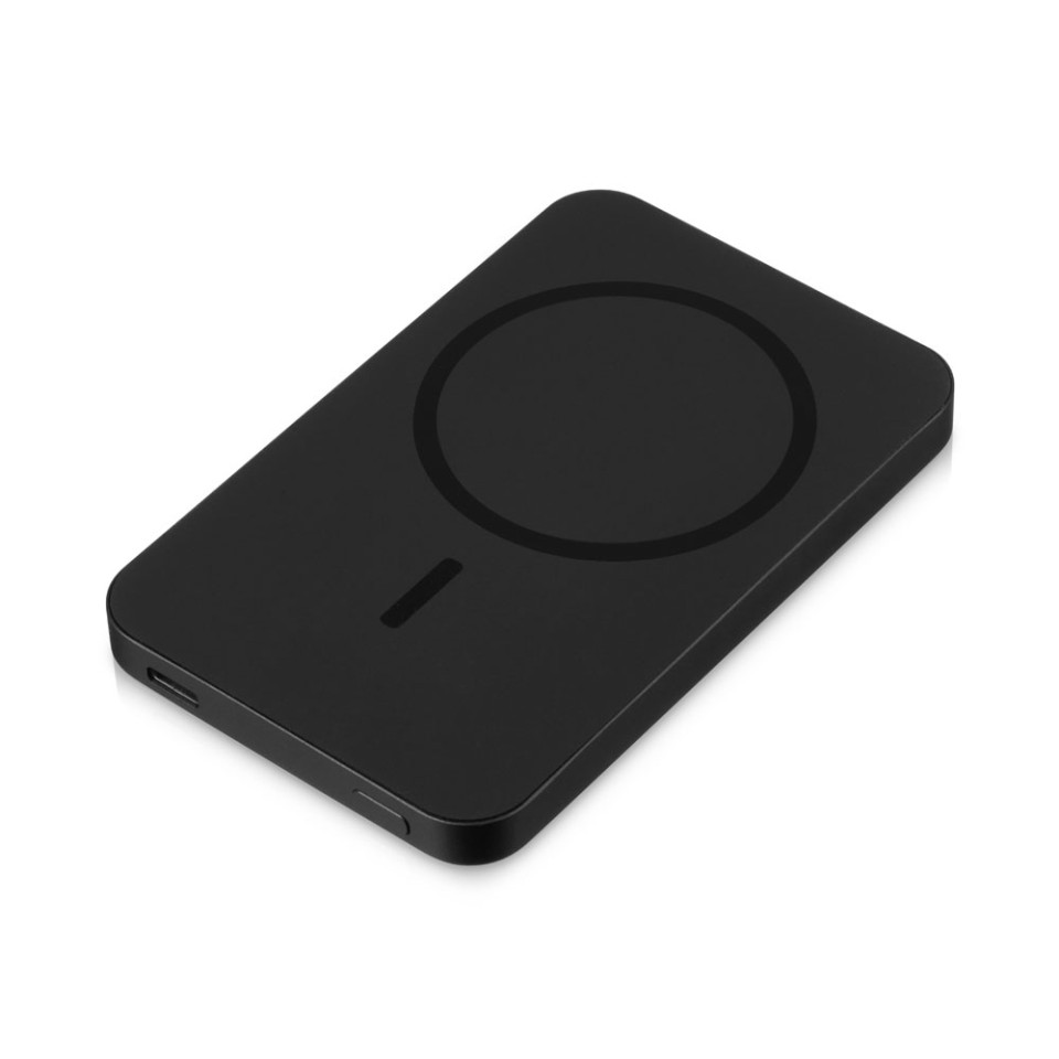 Магнитный беспроводной внешний аккумулятор "Razor", 5000 mAh, металл, черный (Р)