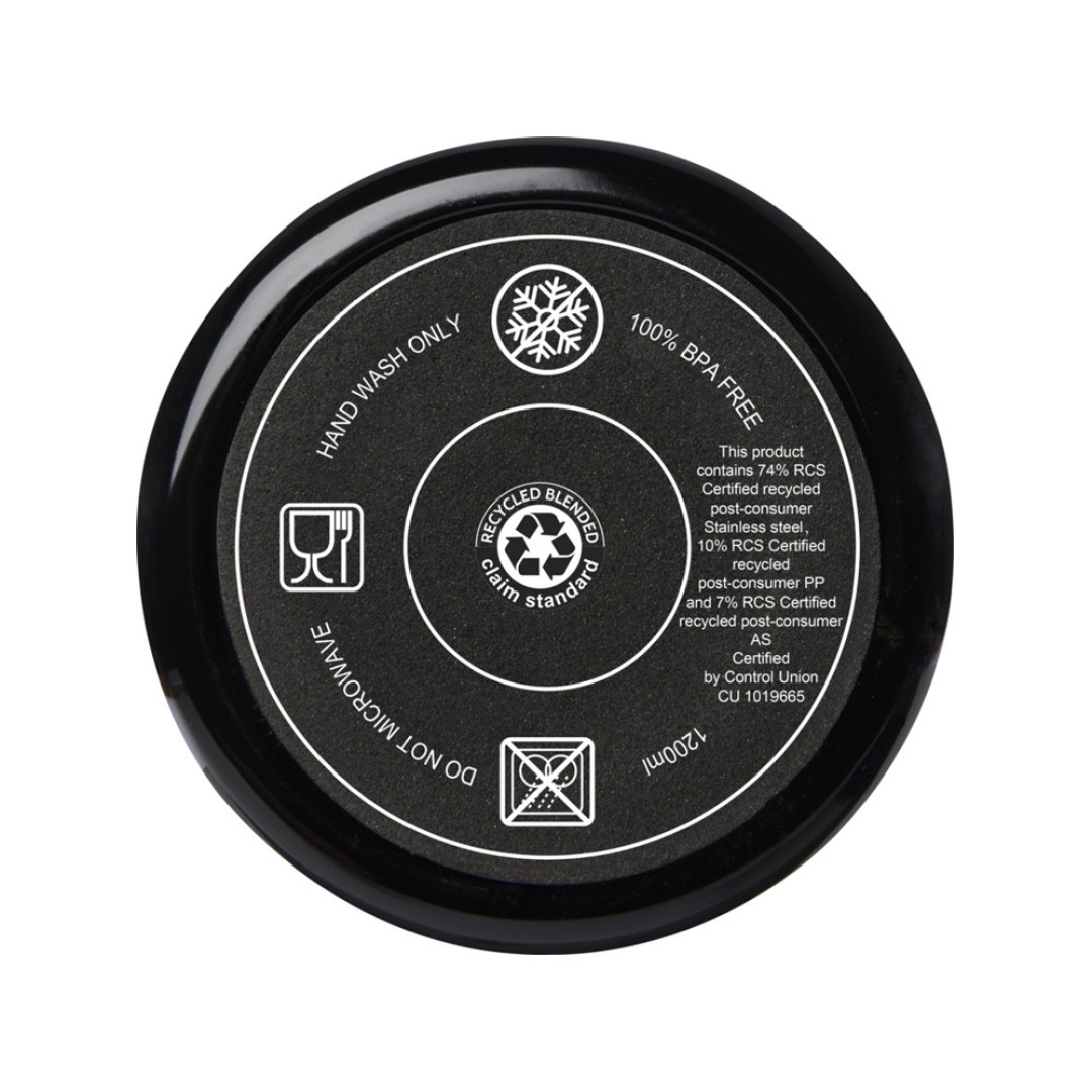 Melbourne кружка 1200 мл, сертифицированная согласно RCS, с соломинкой - сплошной черный