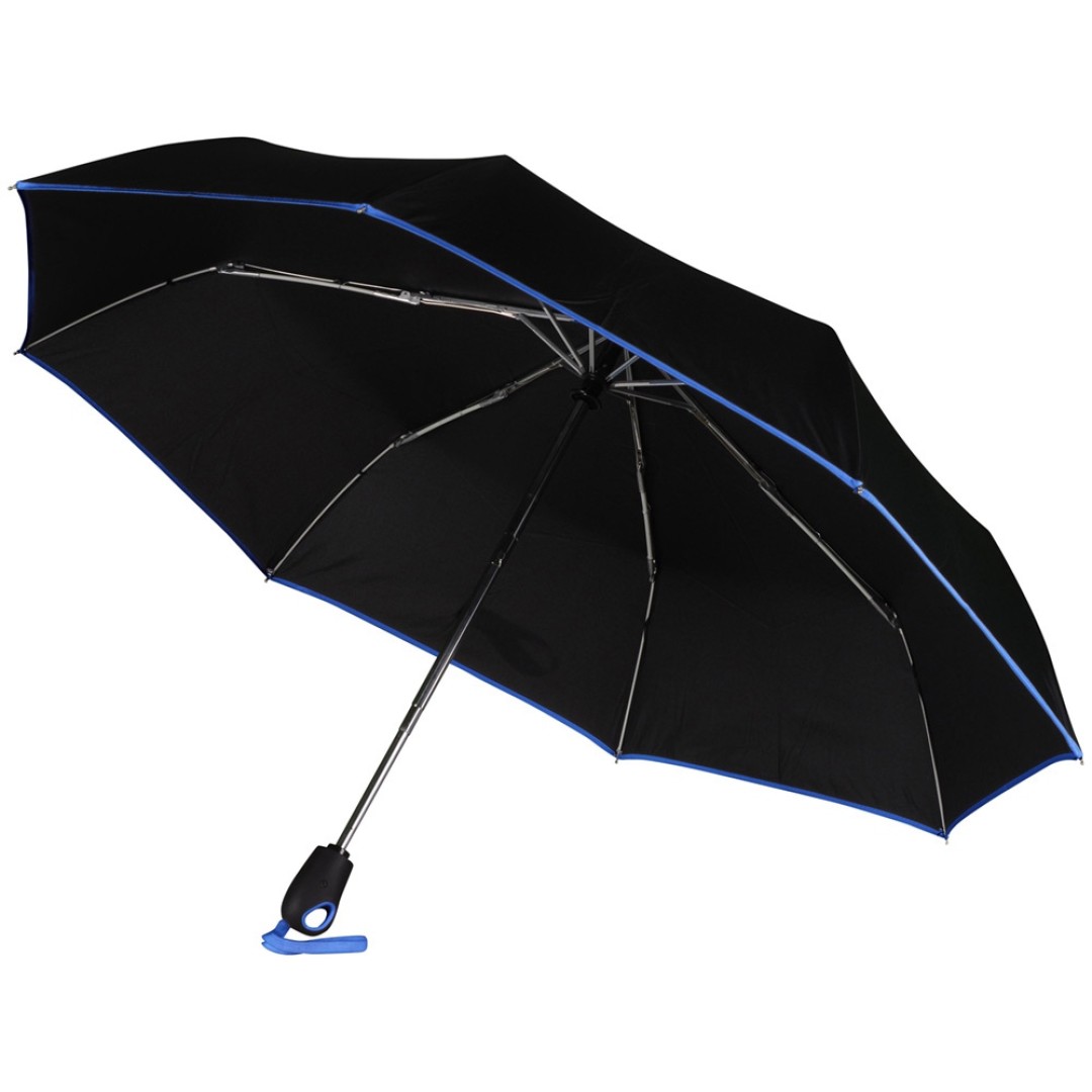 Зонт складной "Уоки", черный/синий (Р)