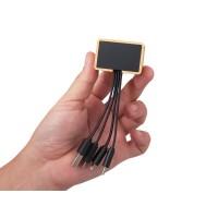 Кабель 3-в-1 с подсветкой лого «Reedia S6», бамбук, черный