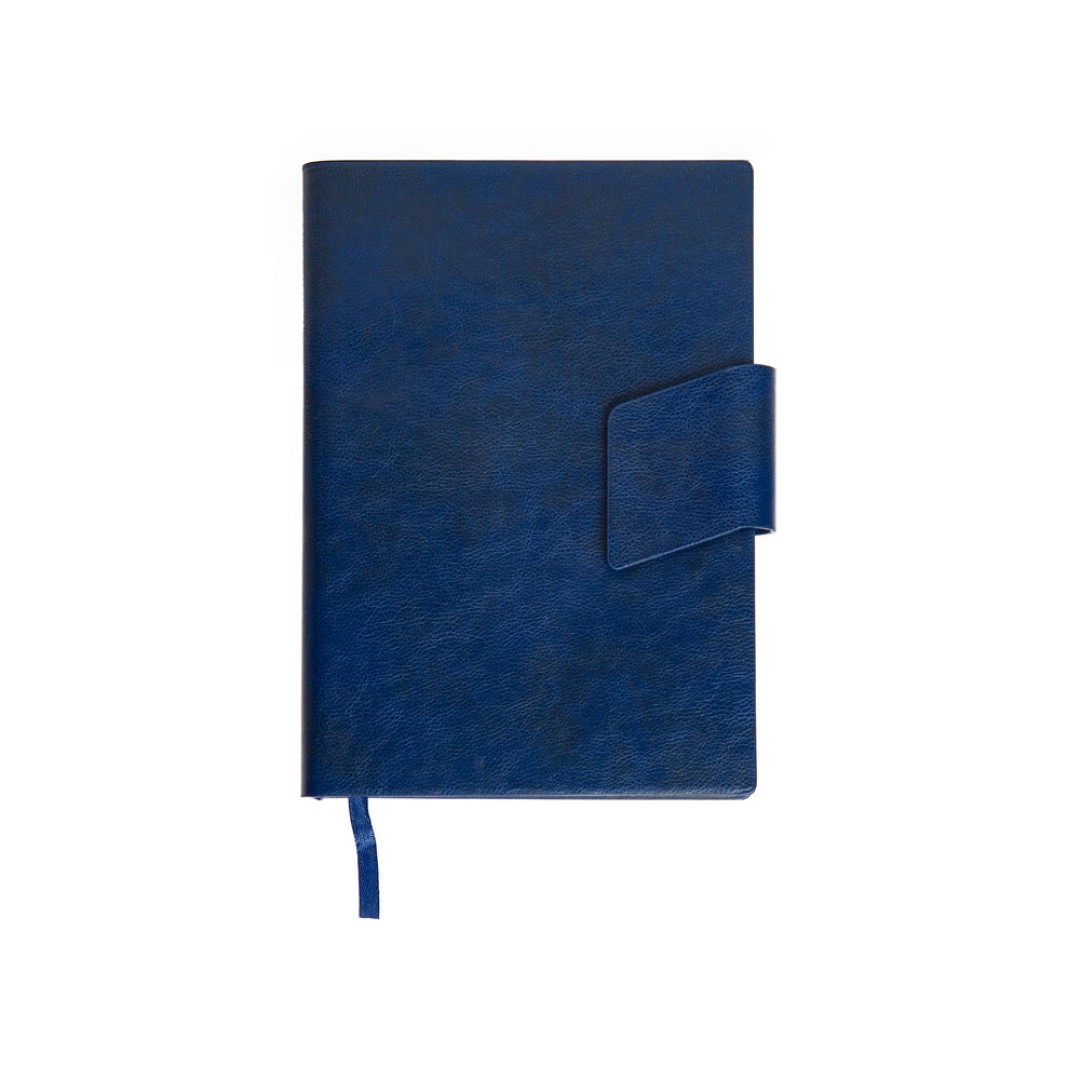 Бизнес блокнот А5 "Monoi" с клапаном, твердая обложка, 128 листов, темно-синий (Р)