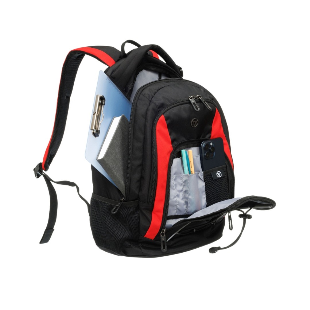 Рюкзак TORBER ROCKIT с отделением для ноутбука 15", черный/красный, полиэстер, 33х19х45 см, 28 л