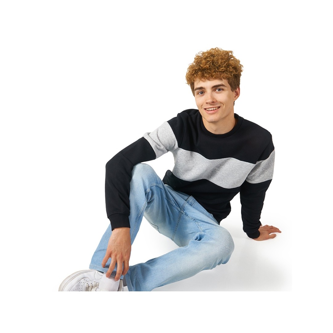 Свитшот блокинг «Edinburgh», черный/серый меланж, мужской