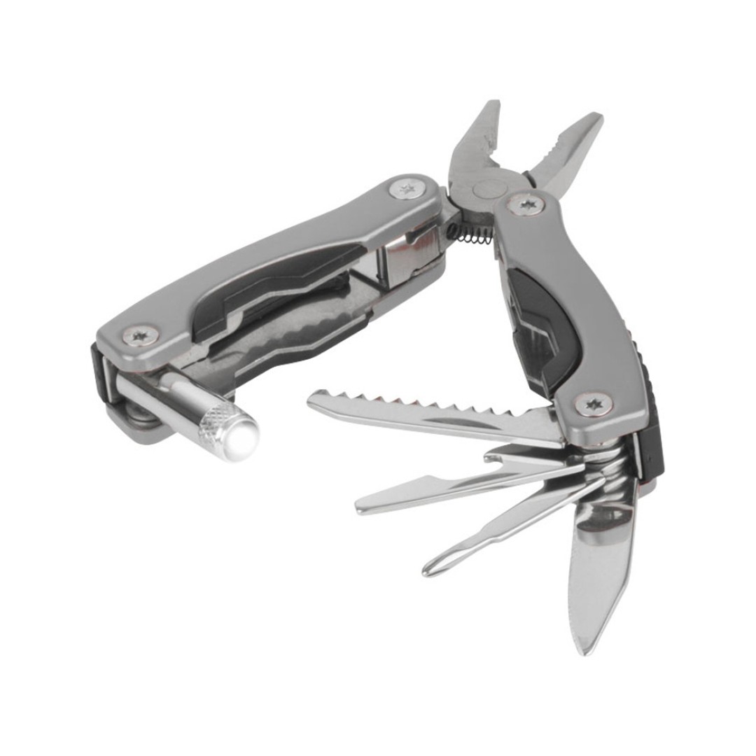 Мультитул «Amass» со светодиодным фонариком - Серебряный