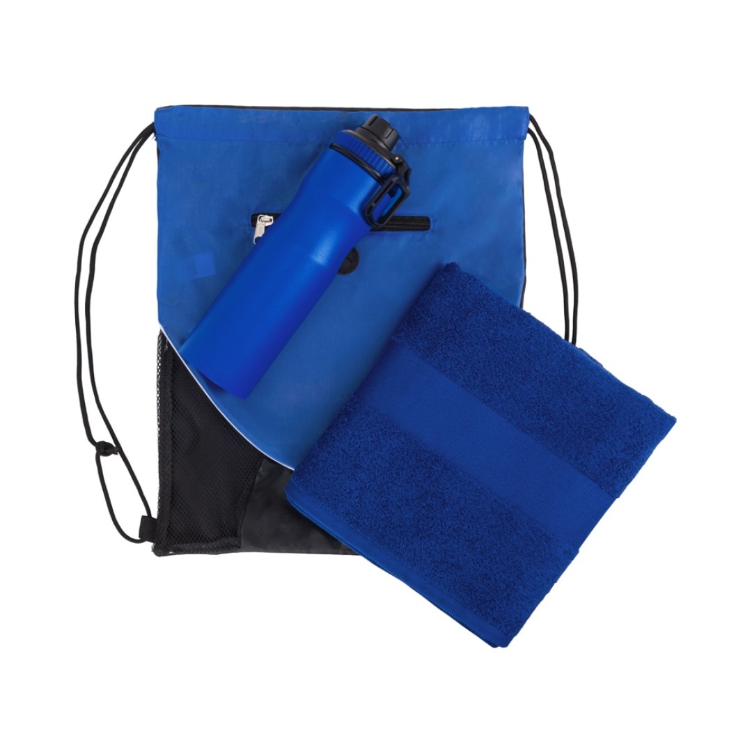 Спортивный набор со стальной бутылкой и полотенцем «Advanced», синий
