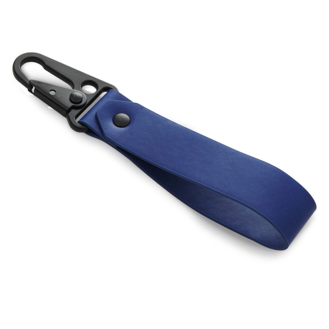 Брелок-ремувка из эко-кожи с карабином "Domino", темно-синий